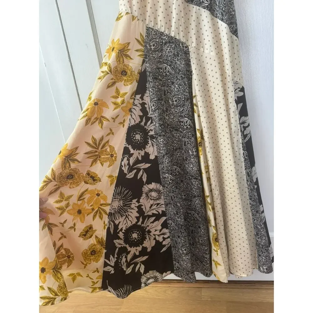 Banana Republic Mixed Print Patchwork Maxi Slip Dress Small Boho Resort Indie - Picture 4 of 9